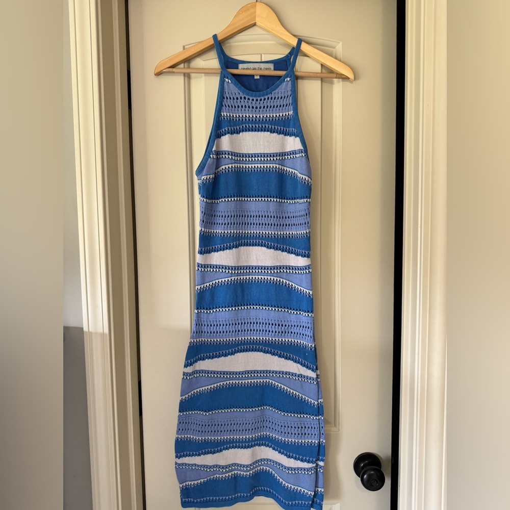 Blue Striped Crochet Dress